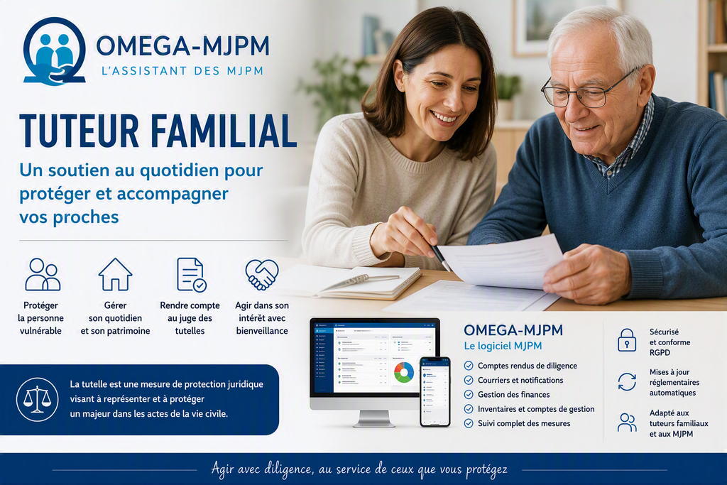 Tuteur familial accompagnant une personne protégée dans la gestion administrative et financière d'une mesure de tutelle.